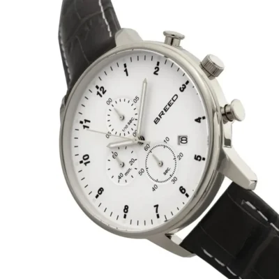 Reloj cronógrafo hombre esfera en blanco y correa de cuero legítimo