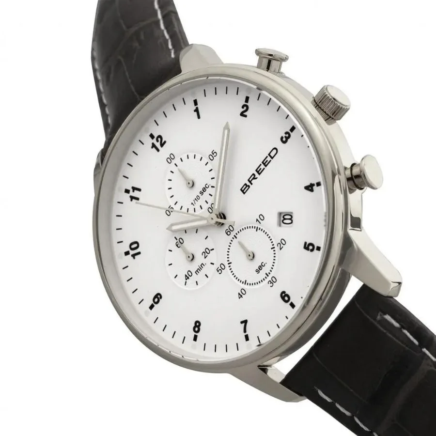 Reloj cronógrafo hombre esfera en blanco y correa de cuero legítimo