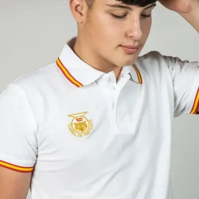 Polo unisex Tierra de Tartessos español Blanco manga corta