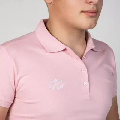 Polo unisex de marca rosa palido
