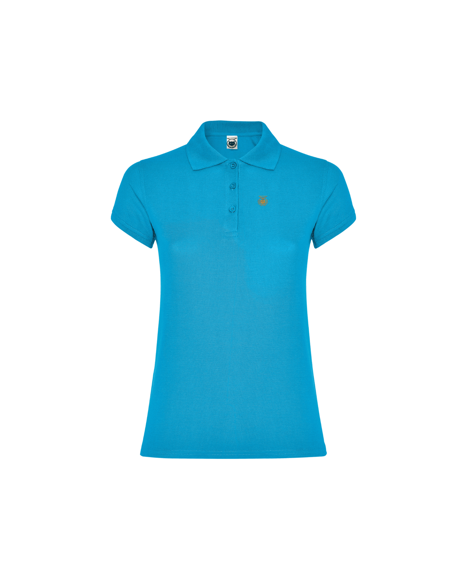 Polo Mujer Algodón | Diseño Único de Tartessos. Chica posando con un polo manga corta color celeste.