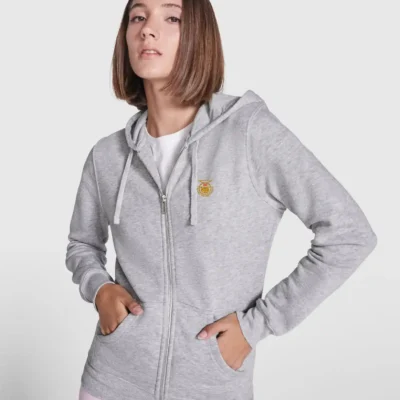 Sudadera Mujer Capucha y Cremallera Casual Modelo femenino vistiendo